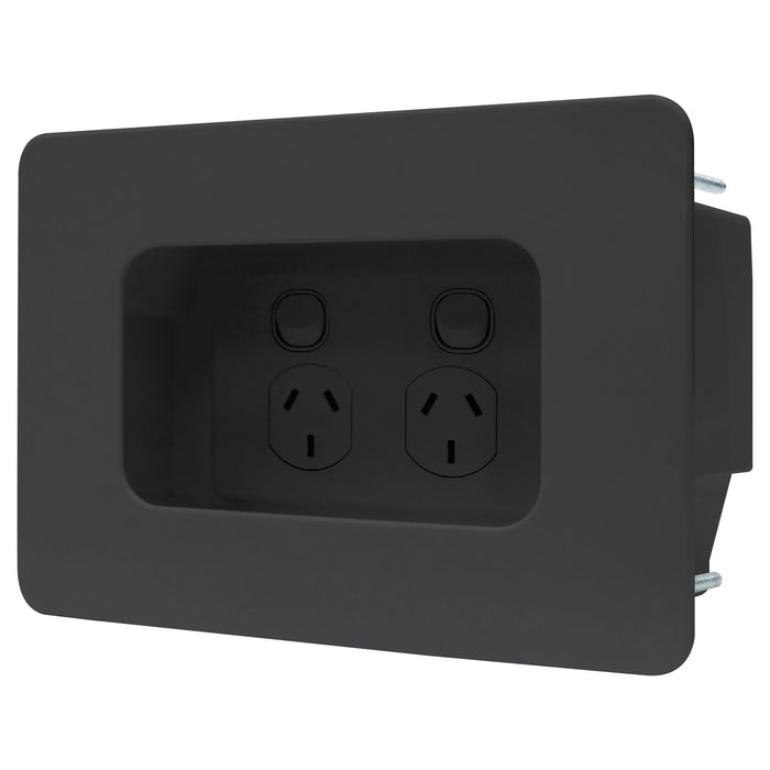 Matchmaster BLACK RECESSED POWER POINT MOUNTING BOX WITH MECH & BRUSH PL