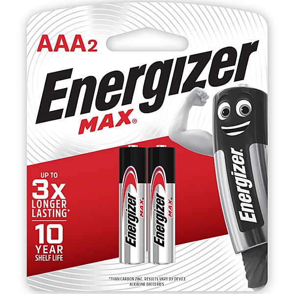 Energizer E300577400 Battery 1.5V AAA Size Alkaline Max 2 Pack