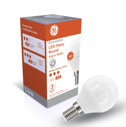 GE LED LUSTRE FANCY ROUND 6.2W SES DIM 2700K OPAL 470LM 15,0