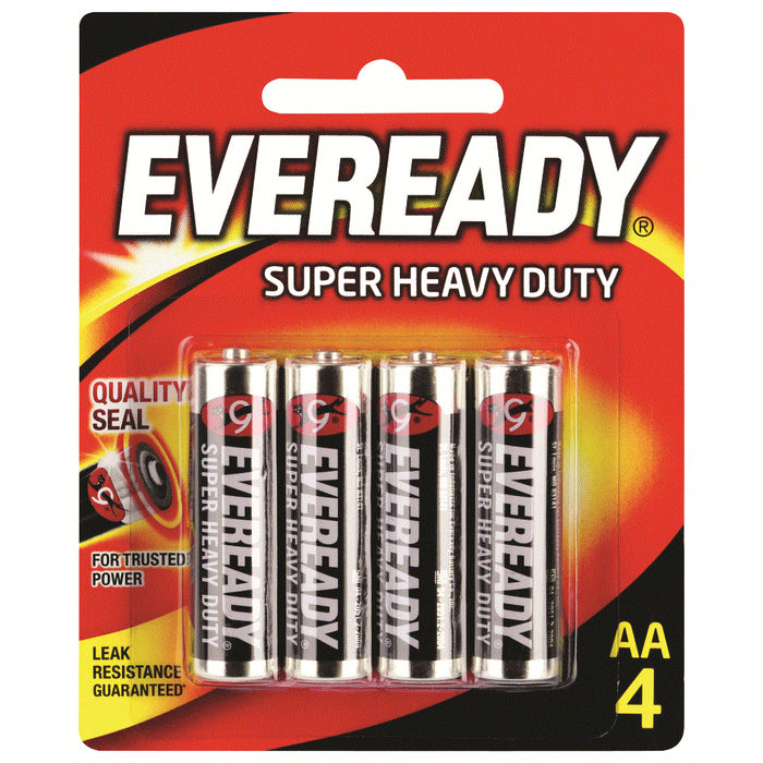 Eveready E301344000 Battery 1.5V Super Heavy Duty AA Size Black 4 Pack