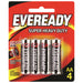 Eveready E301344000 Battery 1.5V Super Heavy Duty AA Size Black 4 Pack