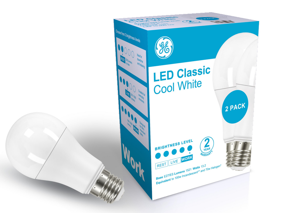 GE LED BULB GLS 13.2W ES 4000K 1521lm 2PACK