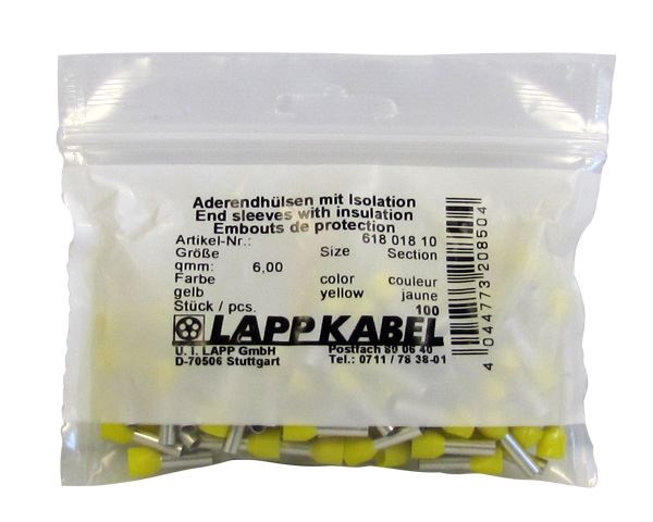 Lapp Ferrules Single 6mm2 x 12mm YE (100 pack)