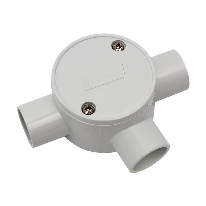 Marley CONDUIT JUNCTION BOX CIRCULAR 3W 20mm GREY 67x38 uPVC