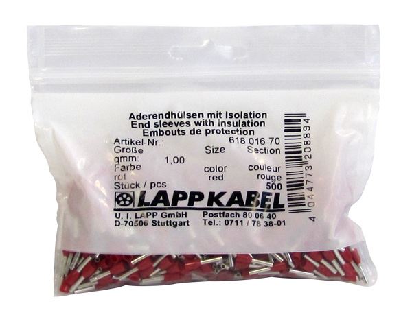 Lapp Ferrules Single 1mm2 x 8mm RD  (500 Pack)