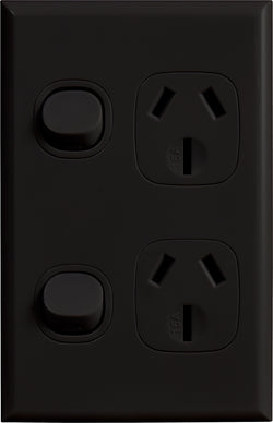 Vynco Home SWITCHGEAR P/POINT 15A VERT DOUBLE BLACK