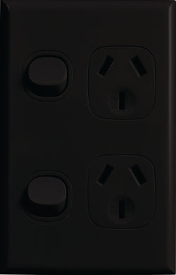 Vynco Home SWITCHGEAR P/POINT VERT DOUBLE BLACK