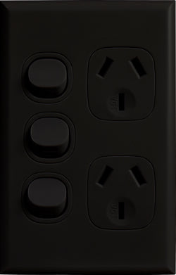 Vynco Home SWITCHGEAR P/POINT VERT DOUBLE XTRA SW BLACK