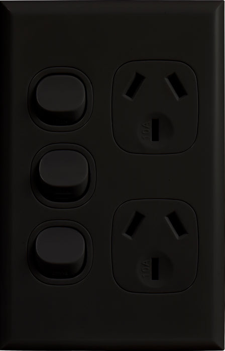 Vynco Home SWITCHGEAR P/POINT VERT DOUBLE XTRA SW BLACK