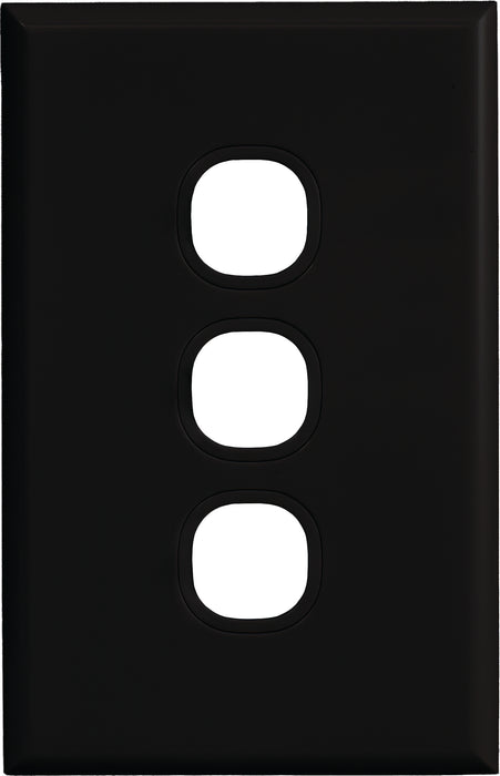 Vynco Home SWITCHGEAR SWITCH 3G PLATE ONLY BLACK