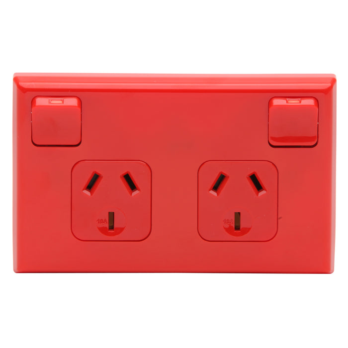 Pdl Double outlet 10AMP Red