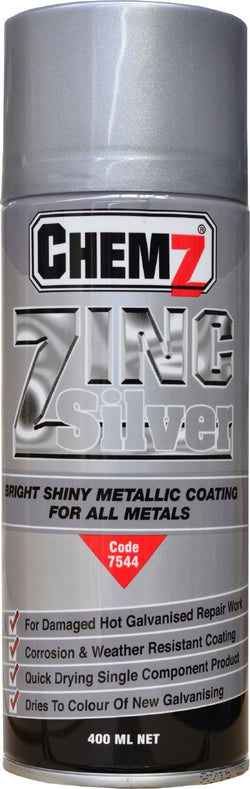 Chemz Silver Zinc Zinc Rich For Bare Metals 400ml