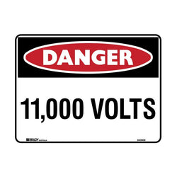 Brady DANGER 11000 VOLTS - Warning Sign 450 x 300mm Poly