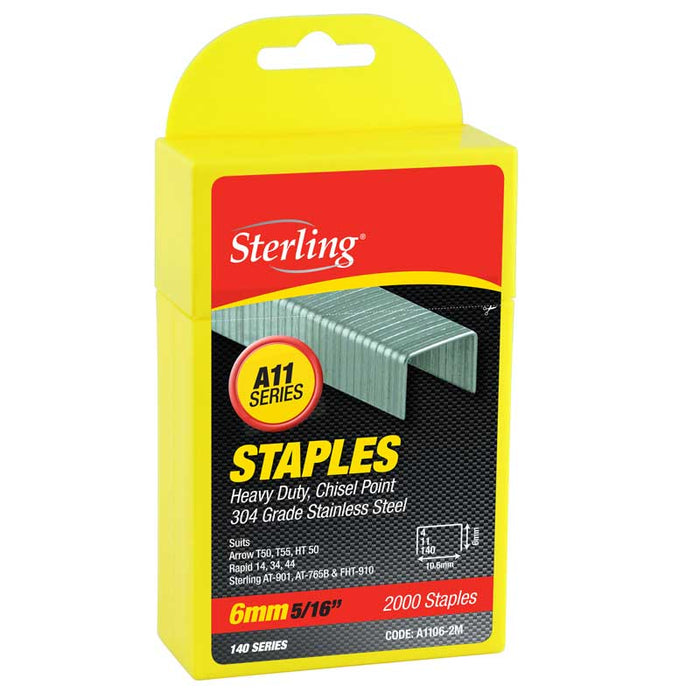 Trucut Sterling 140 Series Plastic Box Staples 6mm x 2000