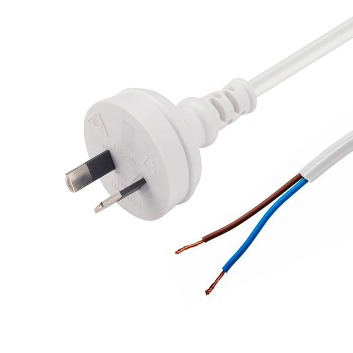 CDL Dynamix 2M 2-Pin Plug To Bare End 2 Core 0.75mm Cable White Colour