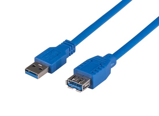 2m USB 3.0 USB-A Male to Female Extension Cable. Colour Blue