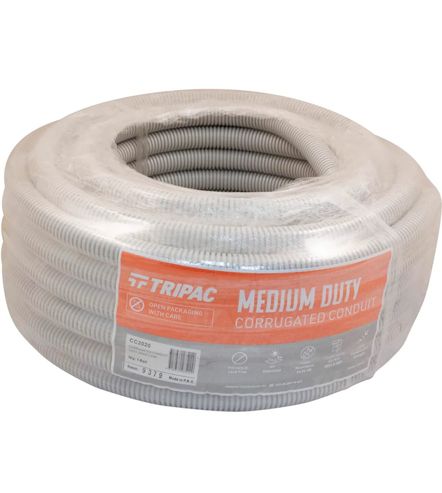 Cabac Tripac Corrugated Conduit Grey 20mm