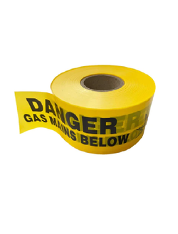 Gas Mains Below Warning Barrier Tape, 300m Roll