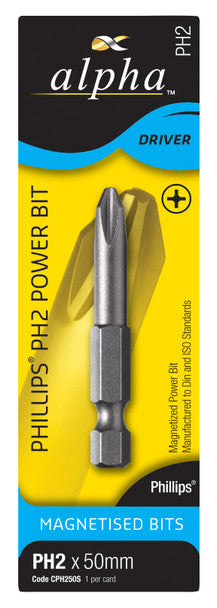 Trucut Alpha  PH1 x 25mm Phillips Insert Bit Card of 2