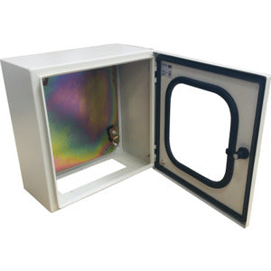 EIC CVS Metal Enclosure 500H X 500W X 250D. 1-Door Transparent C/W Gear Plate & Wall Brackets