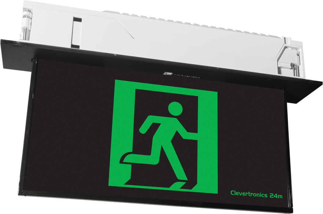 Clevertronics LP Ultrablade Pro Exit, Theatre, Recessed blade Exit, Single sided, Pictogram, Clevertest Plus