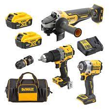 DeWalt 18V XR 3 Piece Kit - 5.0Ah (Hammer Drill DCD805N-XJ, Impact Wrench Hog Ring DCF921N-XJ, Angle Grinder DCG406N-XJ)