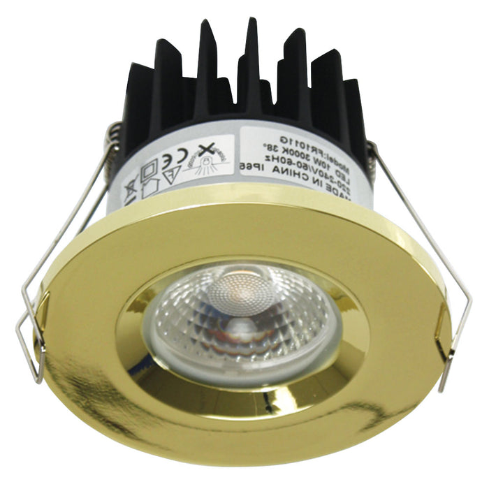 PROLUX LIGHT DOWNLIGHT 10W RECESS FIRE RATED GOLD 3K 90X71