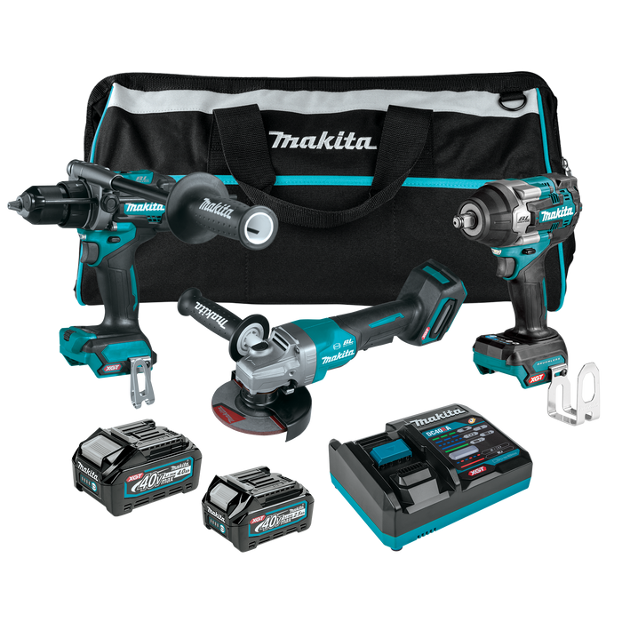 Makita XGT 3Pc Combo Kit (Drill/Grinder/Wrench) 2.5/4.0Ah Battery and Charger