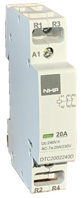 NHP DIN CONTACTOR 20A 2NO 240V AC/DC COIL