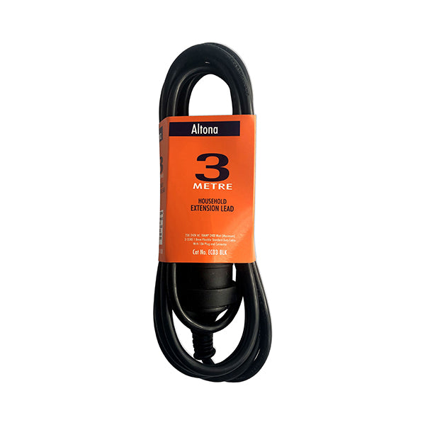 Altona 3mtr Light Duty 10A Ext. Lead - Black