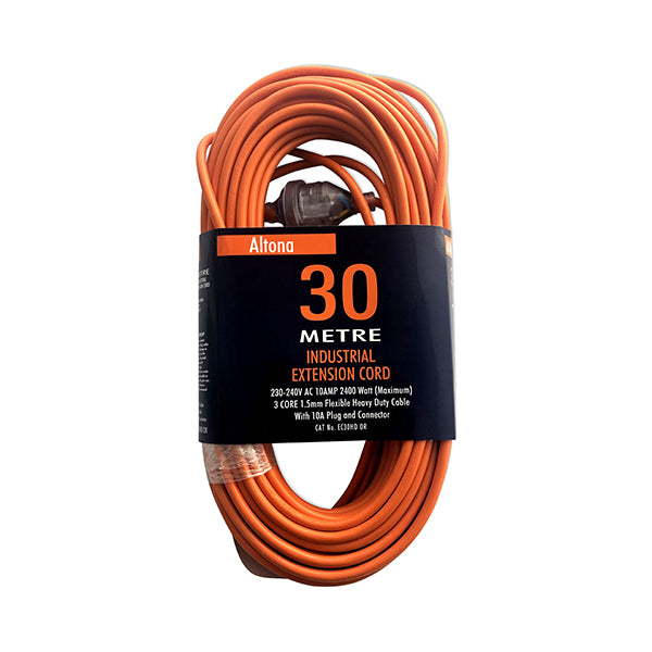 Altona 30mtr H/D 15A 1.5mm Ext. Lead - Tangerine