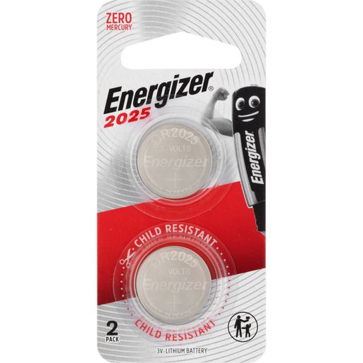 Energizer E303804100 Battery 3V 2025 Coin Lithium 20 x 2.5mm 2 Pack