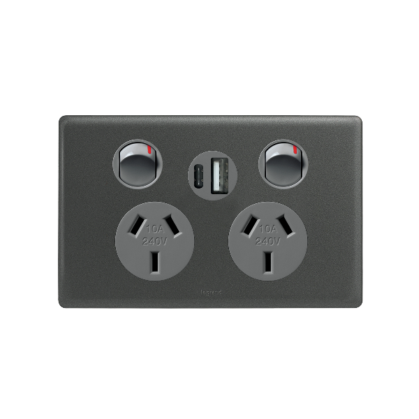 Legrand DGPO 10A WITH INTEGRATED USB 2.4A TYPE A+C URBAN GREY