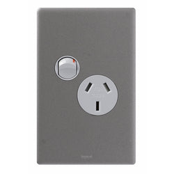 Legrand HPM E-DED 10A SINGLE VERTICAL POWERPOINT URBAN GREY