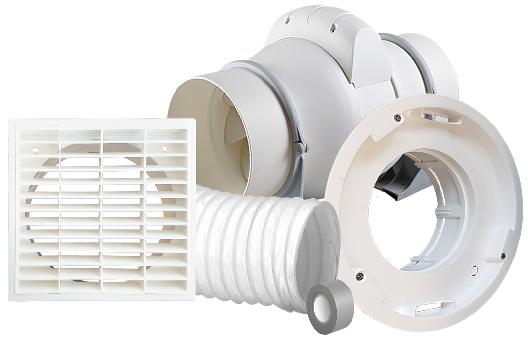 Simx Contour 150mm Fascia-Ready Mixflo Inline Fan Kit