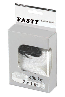 Fasty Tie Strap 1M X 25mm Transport Cap.400Kg White 2 X Pack