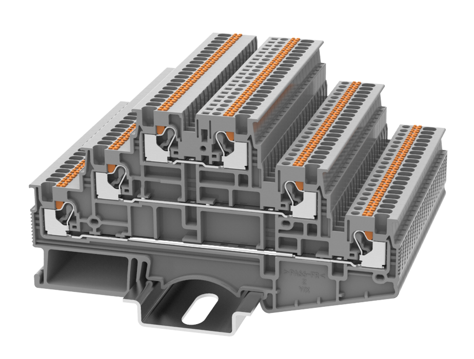 0.2-4mm Triple Level Terminal Block Grey