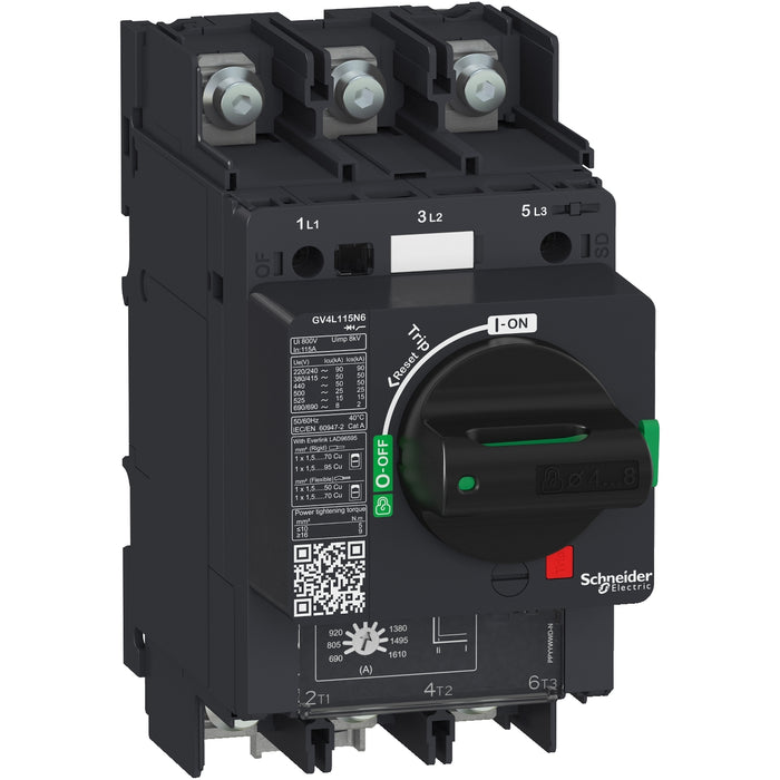 Schneider Motor circuit breaker, TeSys GV4, 3P, 2 A, Icu 50 kA, magnetic, lugs terminals