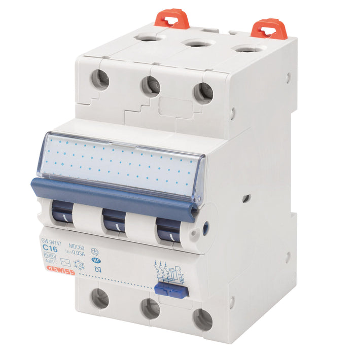 90RCD MDC60 RCBO 6kA C CURVE 30mA TYPE A 3P 3M 32A