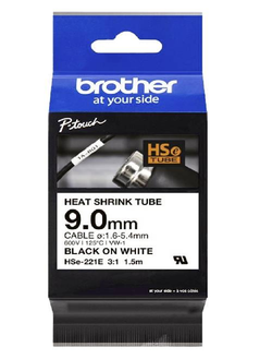 Brother Heat Shrink Tape Black On White 9mm X 1.5M