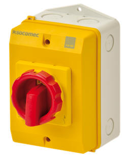 ISO ENCLOSED SWITCH 3P 25A YELLOW POLY RED HANDLE