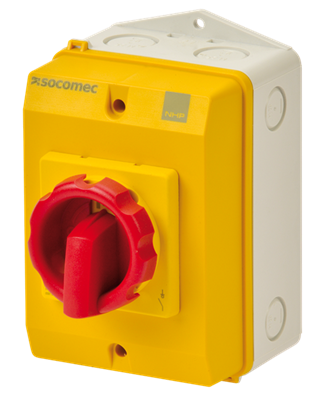 ISO ENCLOSED SWITCH 3P 25A YELLOW POLY RED HANDLE