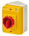 ISO ENCLOSED SWITCH 3P 25A YELLOW POLY RED HANDLE