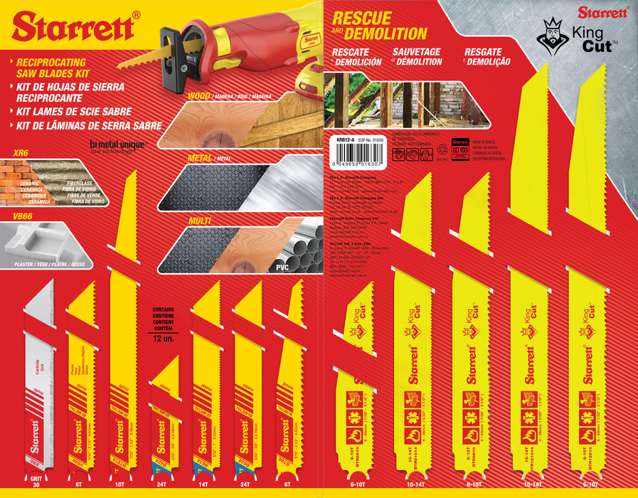 Starrett Reciprocating Saw Blade Kit 12 Piece