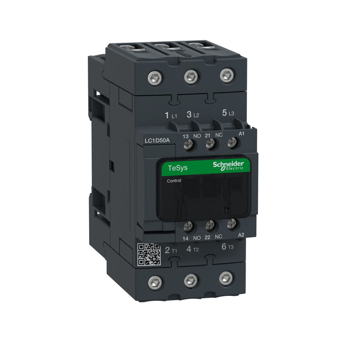 Schneider TeSys Deca contactor , 3P(3 NO) , AC-3/AC-3e , &lt;lt/&gt;= 440V, 50 A , 220V AC 50/60 Hz coil