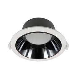 EUROTECH GEO20LG - LOW GLARE SHOP DOWNLIGHT WHITE WITH BLACK CHROME REFLECTOR 4000K 230V LED 20W IP44