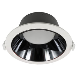 EUROTECH GEO40LG - LOW GLARE SHOP DOWNLIGHT WHITE WITH BLACK CHROME REFLECTOR 4000K 230V LED 40W IP44