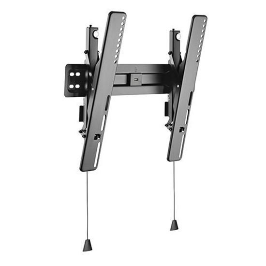 32'-55' Ultra-slim tilt TV wall bracket. Max load: 35kg. VESA support up to: 400x400. Profile: 30mm. Curved display compatible. Colour: Slate black.