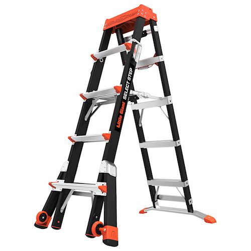 Staffy Little Giant Select Step. 4-6 Step. Fibreglass Adjustable Platform Ladder . 170Kg. USA Code 15130-001