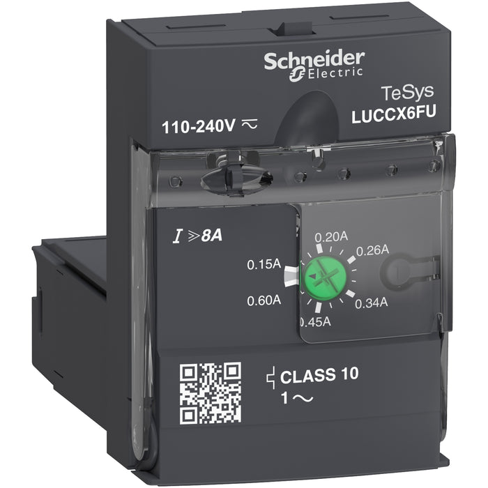 Schneider Advanced control unit, TeSys Ultra, 0.15-0.6A, 1P motors, protection & diagnostic, class 10, coil 110-240V AC/DC